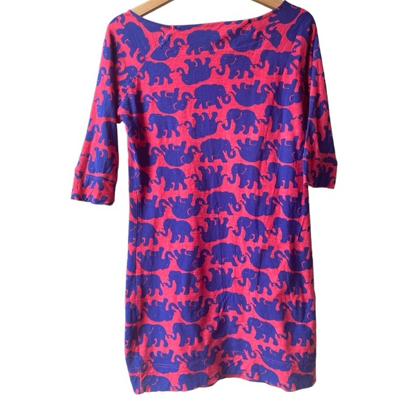Lilly Pulitzer Pink and Blue Elephant dress. 3/4 sleeve cotton dress. Size XS - Picture 5 of 9